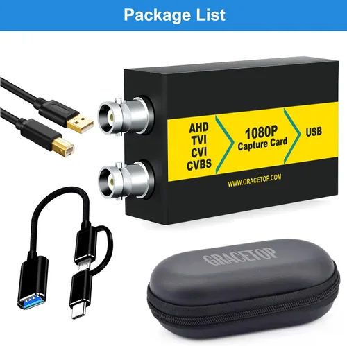 Miniatura 8 de Tarjeta de captura AHD con Loopout, 4 en 1 AHD/TVI/CVI/CVBS/AV/RCA a USB 3.0 Tarjeta de captura de video, tarjeta de captura CVBS de 1080P