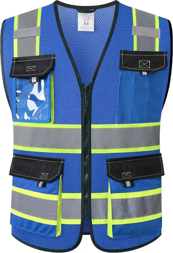 Miniatura 16 de JKSafety - Chalecos de seguridad reflectantes de alta visibilidad para hombres y mujeres, con bolsillos, ropa de seguridad de malla