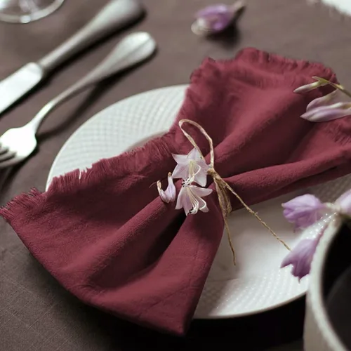 Miniatura 17 de Servilletas de tela hechas a mano 100% de algodón con flecos, delicadas servilletas de tela hechas a mano para cenas, fiestas, bodas y más, 18 x 18