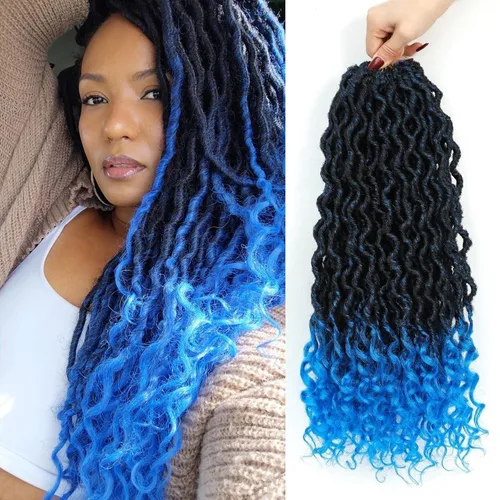 Miniatura 38 de Trenzas postizas Goddess, 6 paquetes de 18 pulgadas, cabello lacio, trenzado con ganchillo, para mujeres negras, trenzas postizas ombre con puntas