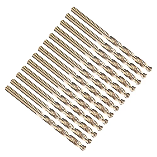 Miniatura 185 de PATIKIL Broca Jobber de 0.039 in, vástago recto M35 cobalto 5% acero de alta velocidad 135° acabado dorado para metal duro de acero inoxidable - 2