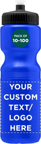 Miniatura 13 de DISCOUNT PROMOS Juego de botellas de agua de plástico personalizadas de 28 onzas, 10/50/100, paquete personalizado a granel, perfectas