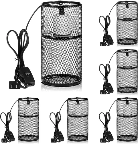 Miniatura 11 de VIHOSE Protector de lámpara de calor para reptiles con emisor de calor de cerámica de 150 W, soporte de lámpara de calefacción antiquemaduras, jaula