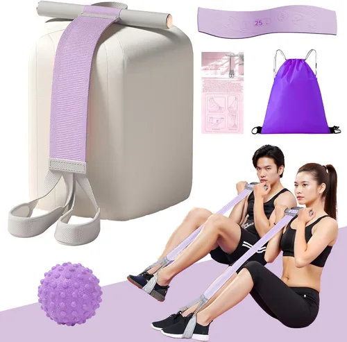 Banda de resistencia de tela con asas antideslizante para pedal de pie para mujeres, banda de fitness de cuerpo completo de 120 libras para