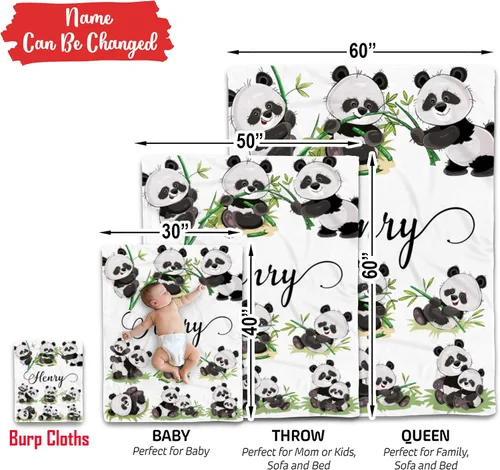 Miniatura 9 de Manta de bebé panda personalizada, manta de bebé safari, manta de bebé de animales de la selva, manta de bebé bosque, manta de animal del zoológico