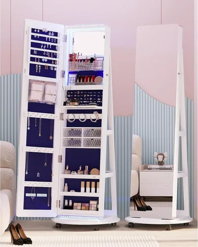 Miniatura 4 de Bed Bath & Beyond 360 Swivel LED Jewelry Armoire with Lights - NA White