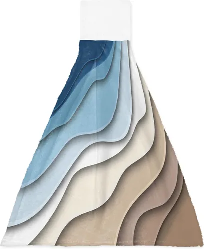 Miniatura 21 de Toallas de cocina con lazo para colgar, toallas de mano abstractas onduladas de color gris degradado, suaves, absorbentes, para baño, bar, hogar
