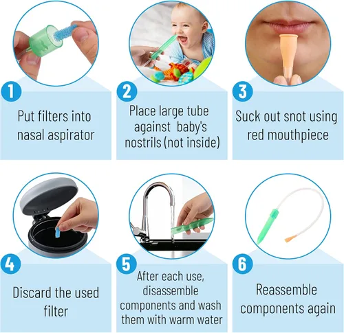 Miniatura 3 de Mr. Pen Aspirador nasal para bebés con 3 filtros de higiene adicionales, succión nasal para bebés Verde