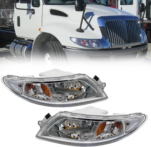 aostirmotor Conjunto de faros delanteros para International 4300 (2002-2018), par de conductor (lado izquierdo) y pasajero (lado derecho)