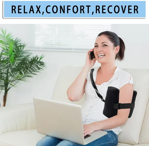 Miniatura 6 de Almohada de puño rotador para dormir con correas ajustables, almohada para aliviar el dolor de hombro para dormir de lado, cojín de brazo después