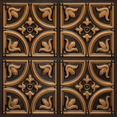 Azulejos decorativos de PVC para techo de estaño sintético (pegamento), 24 x 24 pulgadas, 2 x 2 pies, paquete de 6, 24 pies cuadrados - D148 (pátina