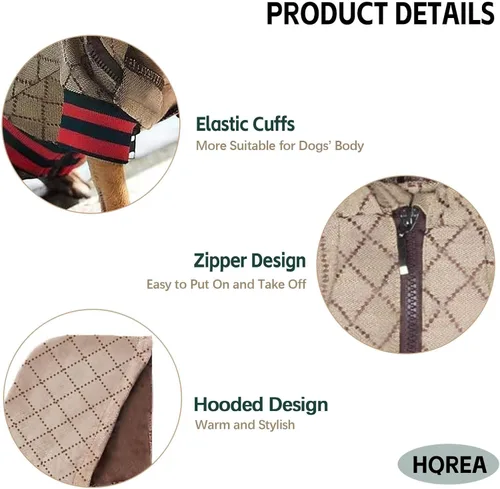 Miniatura 3 de Sudadera con capucha para perro, chaqueta de invierno de lujo para perros pequeños, ropa clásica de diseñador, bulldog francés, teddy, pug, ropa