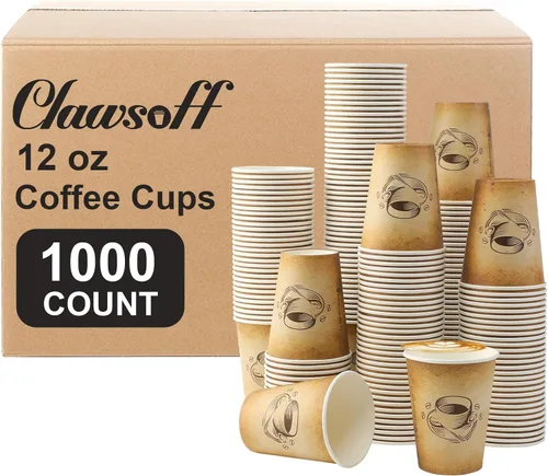 Miniatura 11 de Clawsoff Paquete de 200 tazas de café de 10 onzas, tazas de papel desechables para bebidas calientes/frías, para oficina, hogar, tienda, evento