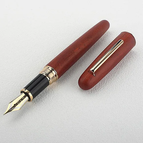 Miniatura 2 de Jinhao 9036 Natural Wood Vintage Fountain Pen Ink Pen(Fine Nib 0.5mm,Rose wood)