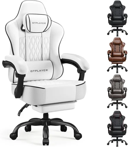 Miniatura 13 de GTPLAYER Silla para videojuegos, silla de oficina para computadora con cojín de resorte de bolsillo, reposabrazos de conexión, cómoda silla