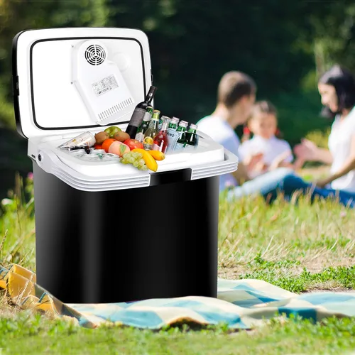 Miniatura 3 de SUPER DEAL Enfriador y calentador eléctrico portátil de 28 cuartos de galón (26 litros), mini refrigerador de 12 V CC para automóvil