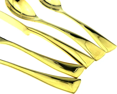 Miniatura 4 de JASHII Juego de cubiertos dorados de pulido de espejo de lujo, juego de cubiertos de 20 piezas, utensilios de acero inoxidable 18/10 para 4, tenedor