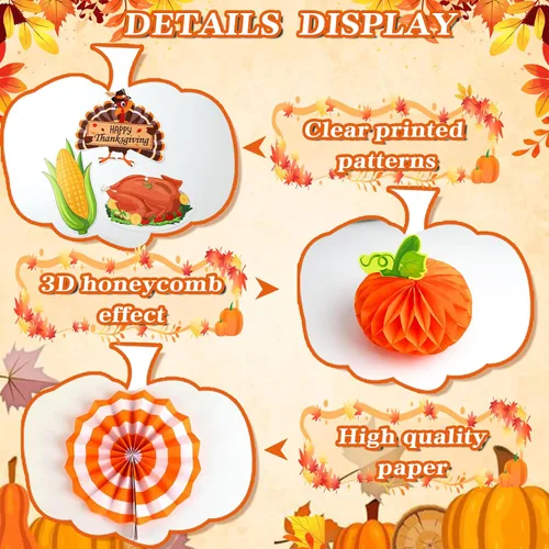 Miniatura 5 de 24 decoraciones de Acción de Gracias, decoraciones de fiesta de Acción de Gracias, incluye pancarta de dar gracias, guirnalda colgante de otoño