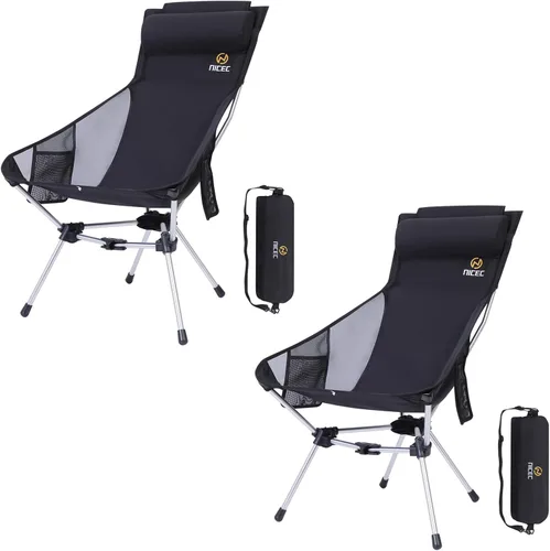 Miniatura 7 de Nice C Silla de camping plegable ultraligera con respaldo alto, silla plegable para mochileros, compacta y resistente al aire libre, viajes, picnic