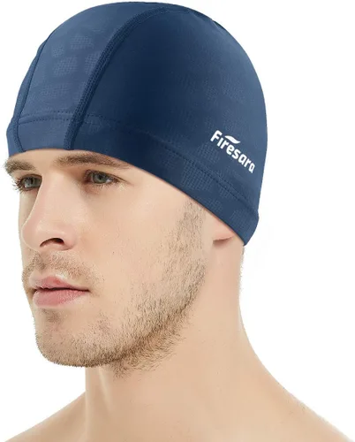 Miniatura 21 de Gorro de natación de tela Firesara, gorro de baño de alta elasticidad mantiene el cabello limpio y transpirable, se ajusta tanto al cabello largo