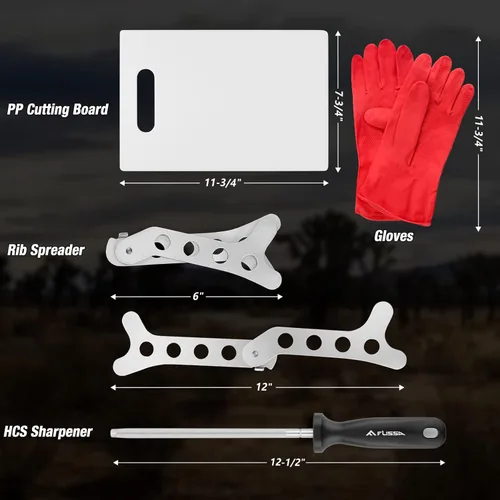 Miniatura 3 de Flissa Kit de aderezo de campo de caza, juego de 10 cuchillos de caza con cuchillo de desollado, kit de procesamiento de juego de carnicero