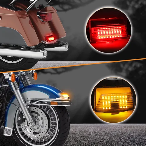 Miniatura 3 de NTHREEAUTO Luces LED para guardabarros delanteros + luz trasera con punta de guardabarros trasera, lente cromada compatible con Harley Electra Glide