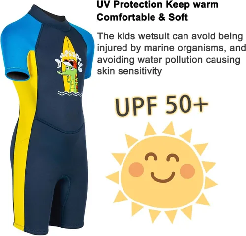 Miniatura 3 de Traje de neopreno completo para niños de 0.098 pulgadas (0.098 in), protección UV, mantiene el calor, trajes de neopreno de manga larga