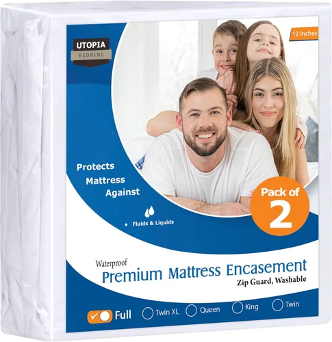 Miniatura 34 de Utopia Bedding Funda de colchón impermeable de alta calidad, protector de colchón con cremallera individual XL, 8 pulgadas de profundidad, a prueba