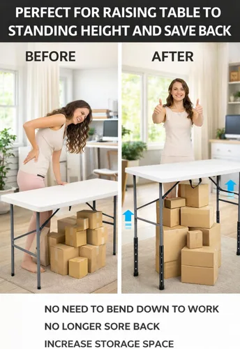 Miniatura 2 de Elevadores de mesa plegables para patas rectas o dobladas, extensiones duraderas de patas de mesa, 2 niveles/alturas, extensores de patas de mesa