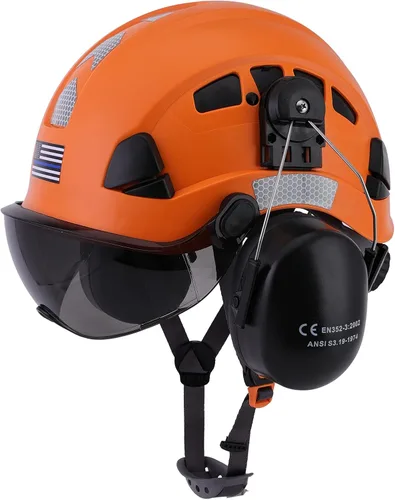 Miniatura 7 de Safety Helmet Hard Hat with Visor and Hearing Protection Vented ANSI Z89.1 Approved Work Helmet for Forestry Chainsaw Arborist Logging Helmet