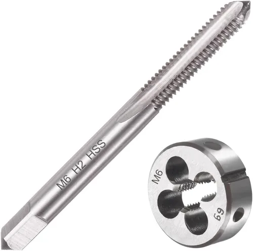 Miniatura 10 de M16 X 1.5 Métrico Grifo y Troquel Set M16 X 0.059 in HSS Recto Estriado Máquina Rosca Mano Derecha Tornillo Macho y Troquel de Roscado Redondo