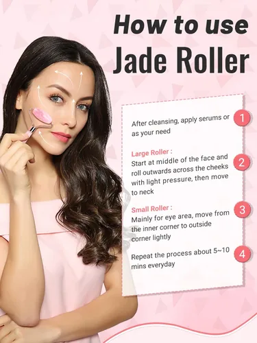 Miniatura 4 de Deciniee Herramientas de rodillo facial Gua Sha: herramientas faciales de rodillo de jade para el cuidado de la piel - Masajeador facial para cara