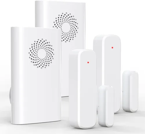 Timbre de puerta inalámbrico, alarma de sensor de puerta abierta al entrar en negocio/oficina/tienda (alcance de 500 pies, 51 timbres, volumen