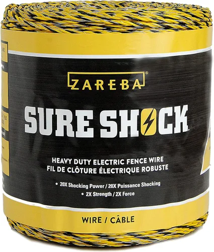 Zareba HDW1320YA-Z HDW1320YA-Z - Cable de polietileno de aluminio resistente Sure Shock - Fibra de vidrio recubierta de PVC y línea de valla