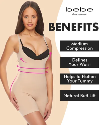 Miniatura 2 de bebe Body moldeador sin costuras para mujer, úsalo con brasier propio, faja moldeadora de medio muslo, moldeador de cuerpo completo