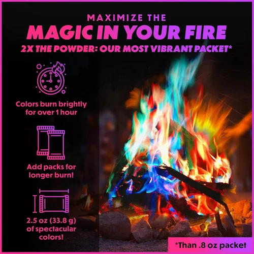 Miniatura 3 de Paquetes de Color de Fuego Magical Flames (Paquete de 5), Fuego Multicolor Vibrante para Hogarejos, Fogatas, Hogueras y Chimeneas - Accesorios