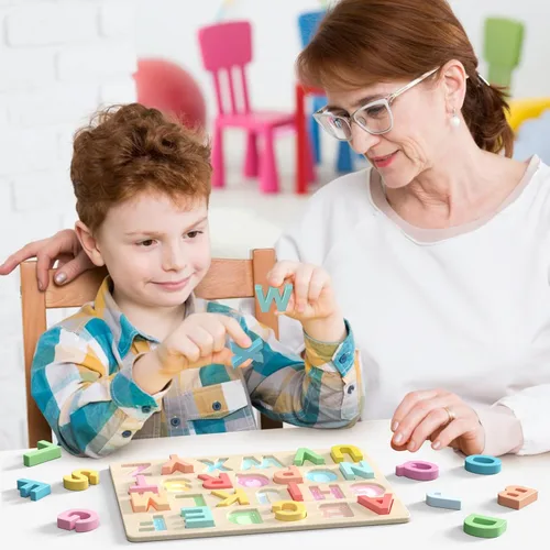 Miniatura 7 de Zeoddler - Rompecabezas del alfabeto, rompecabezas de formas ABC para niños, juguetes educativos para niños pequeños, actividades de aprendizaje