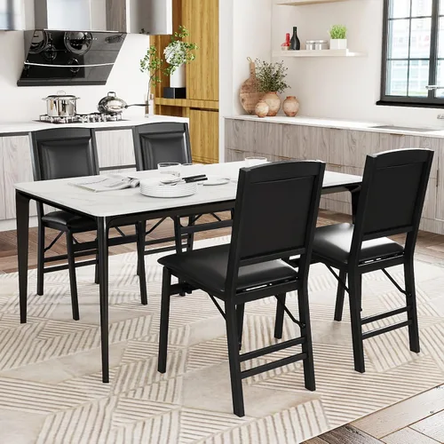 Miniatura 5 de Giantex Juego de 2 sillas de comedor plegables de madera negra con asiento acolchado, marco de madera maciza, carga máxima de 400 libras, sin