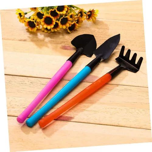 Miniatura 8 de Set of 3 Mini Garden Tools Compact Rake Shovel Trowel Durable Plastic Handles Ideal for Indoor Planting Bonsai Care