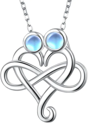 Miniatura 20 de Cadena de plata esterlina y dije de corazón y animal tierno con palabras grabadas, cadena de 18 pulgadas, para mujeres y niñas