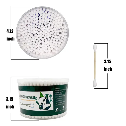 Miniatura 5 de Hisopos de algodón gruesos, bastoncillos de bambú natural de tamaño XL, orgánicos biodegradables, hisopos de doble punta grande, hisopos de algodón