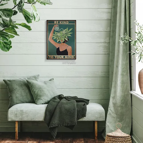 Miniatura 4 de Póster vintage con texto en inglés «Be Kind To Your Mind» («Be Kind To Your Mind») con cita de salud mental, pósteres artísticos de pared geniales