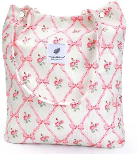 Miniatura 121 de Ayieyill - Bolsa de pana para mujer y niña, con correa de lona para colgar al hombro, bolsa con bolsillo