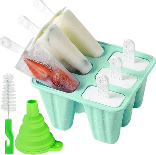 Miniatura 9 de Moldes para paletas, 6 piezas de silicona para paletas de hielo, modelos de paletas reutilizables, fáciles de liberar para hacer paletas de hielo