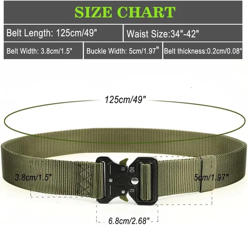 Miniatura 6 de Nylon Webbing Double Grommet Belt for Mens, 126cm Adjustable Canvas Belts Vintage Black Buckle Punk Style Unisex