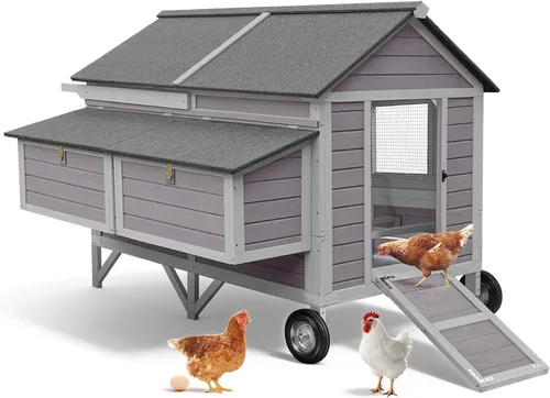 Miniatura 11 de Gallinero grande de metal con cubierta impermeable, jaula para aves de corral para caminar al aire libre con perca de gallo, corralito