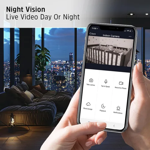 Miniatura 6 de Energizer Cámara de seguridad inteligente 2K QHD, cámara Wi-Fi de 2.4 GHz con cable, audio de 2 vías, visión nocturna, detección de movimiento