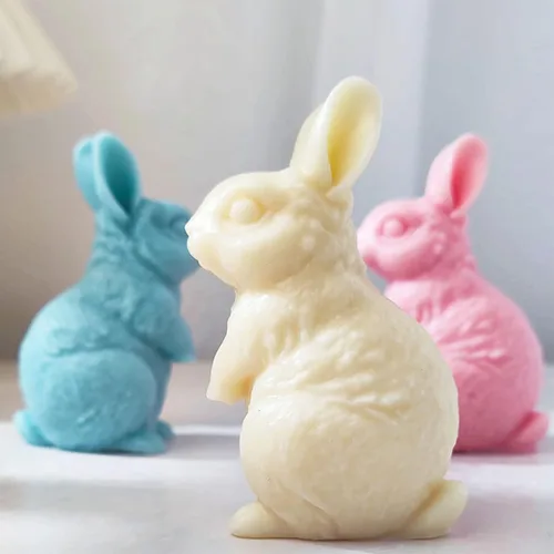 Miniatura 5 de Moldes de silicona para velas de conejo 3D, molde de fundición de resina para hacer velas, arcilla polimérica, yeso para decoración del hogar