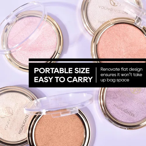 Miniatura 5 de Paleta de Polvo de Iluminador Rosa Horneado, Paleta de Polvo de Iluminador de Maquillaje Acabado Sutil y Brillante Iluminadores Faciales
