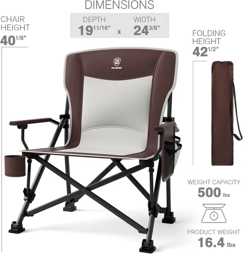 Miniatura 8 de EVER ADVANCED Silla de campamento plegable de gran tamaño, para adultos, silla de césped resistente con bolsillos laterales, silla cuádruple Rojo